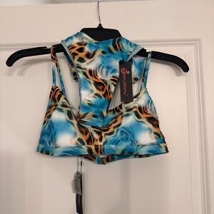 NWT- Blue and Leopard Print Bikini set